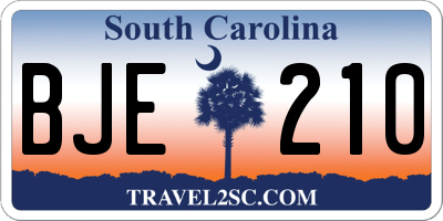 SC license plate BJE210