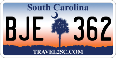 SC license plate BJE362