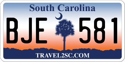SC license plate BJE581