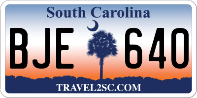 SC license plate BJE640