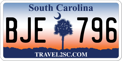 SC license plate BJE796