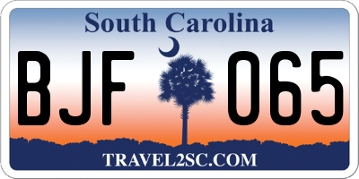 SC license plate BJF065