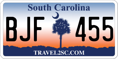 SC license plate BJF455