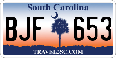 SC license plate BJF653