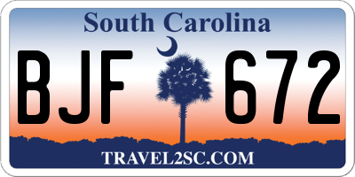 SC license plate BJF672
