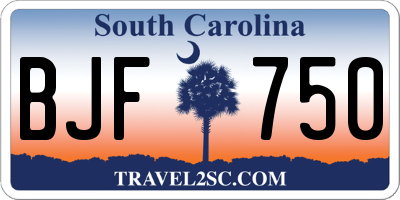SC license plate BJF750