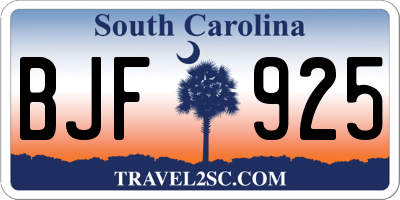 SC license plate BJF925