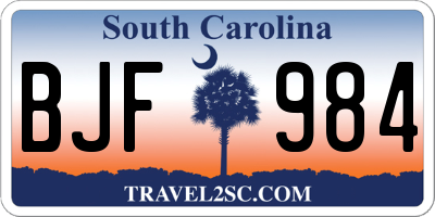 SC license plate BJF984