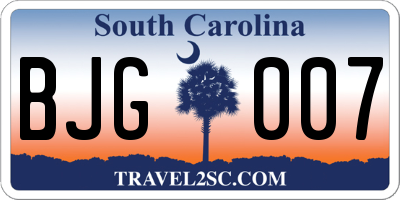 SC license plate BJG007