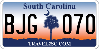 SC license plate BJG070