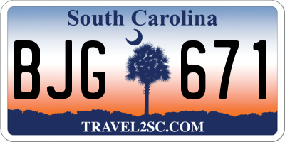 SC license plate BJG671