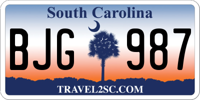 SC license plate BJG987