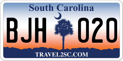 SC license plate BJH020