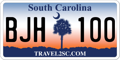 SC license plate BJH100