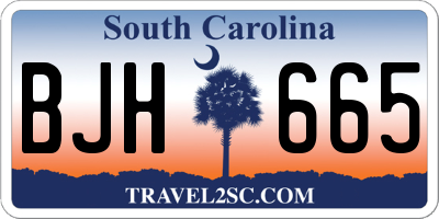 SC license plate BJH665