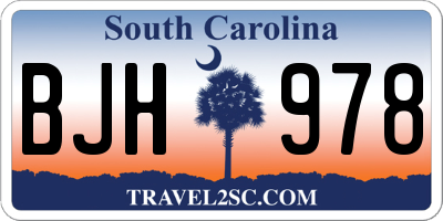 SC license plate BJH978