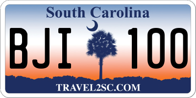 SC license plate BJI100