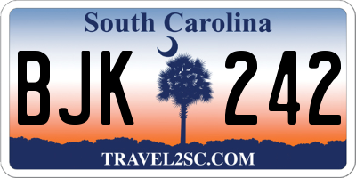 SC license plate BJK242