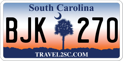 SC license plate BJK270