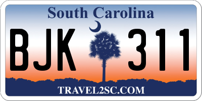 SC license plate BJK311