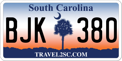 SC license plate BJK380