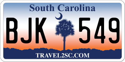 SC license plate BJK549
