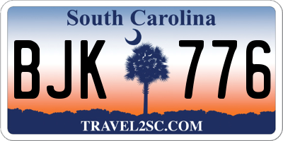 SC license plate BJK776