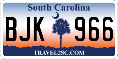SC license plate BJK966