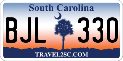 SC license plate BJL330