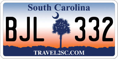 SC license plate BJL332