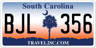 SC license plate BJL356