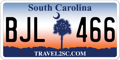 SC license plate BJL466