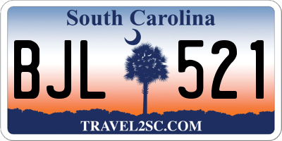 SC license plate BJL521