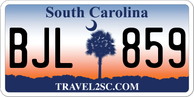 SC license plate BJL859