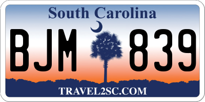 SC license plate BJM839