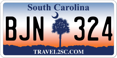 SC license plate BJN324