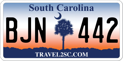 SC license plate BJN442