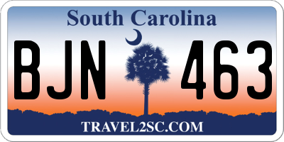 SC license plate BJN463