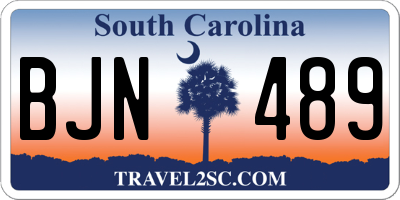 SC license plate BJN489