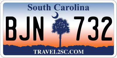 SC license plate BJN732