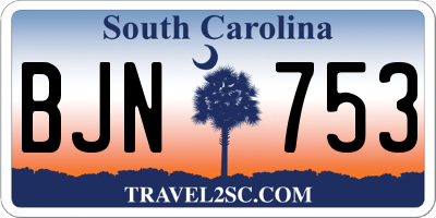 SC license plate BJN753