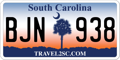 SC license plate BJN938