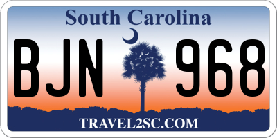 SC license plate BJN968