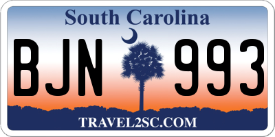 SC license plate BJN993