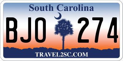 SC license plate BJO274