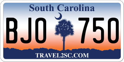 SC license plate BJO750