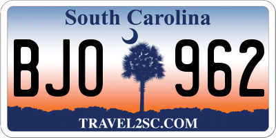 SC license plate BJO962