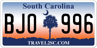 SC license plate BJO996