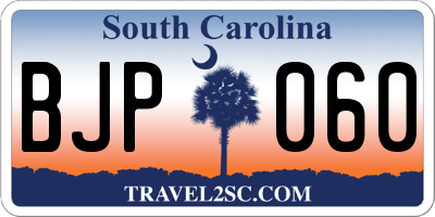 SC license plate BJP060