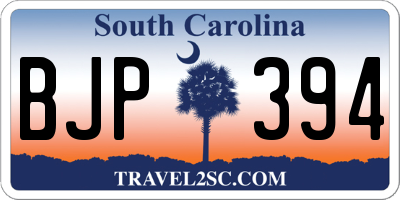 SC license plate BJP394